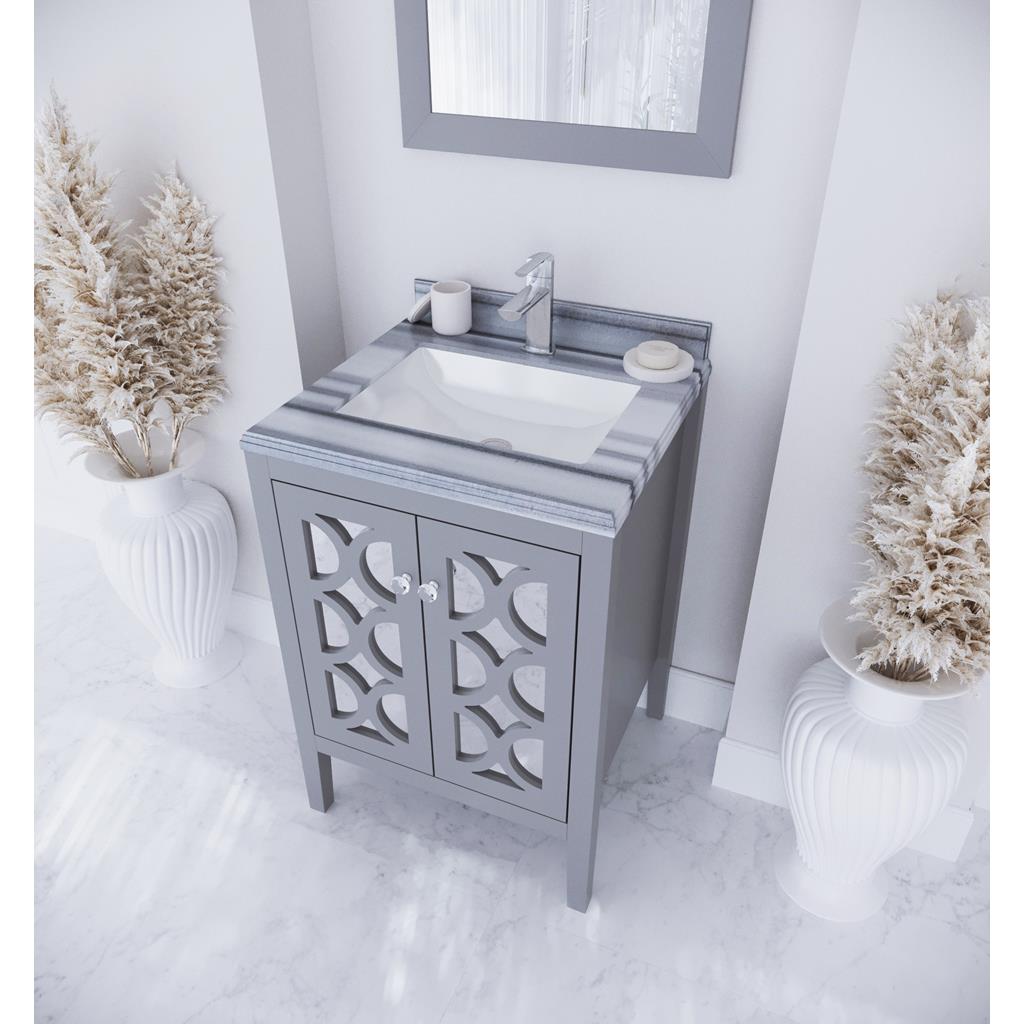 Laviva Mediterraneo 24" Grey Bathroom Vanity#top-options_white-stripes-marble-top