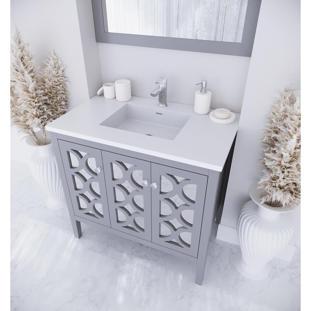 Laviva Mediterraneo 36" Grey Bathroom Vanity#top-options_matte-white-viva-stone-solid-surface-top