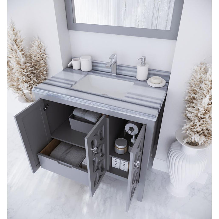 Laviva Mediterraneo 36" Grey Bathroom Vanity#top-options_white-stripes-marble-top