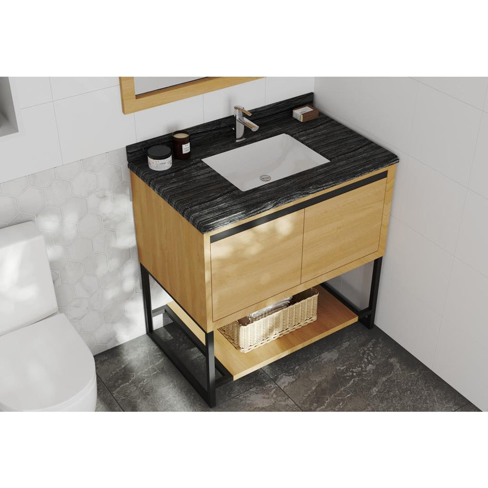 Laviva Alto 36" California White Oak Bathroom Vanity#top-options_black-wood-marble-top