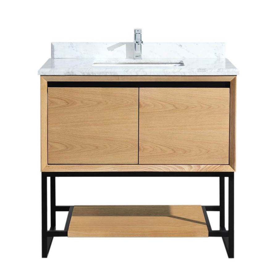 Laviva Alto 36" California White Oak Bathroom Vanity#top-options_white-carrara-marble-top