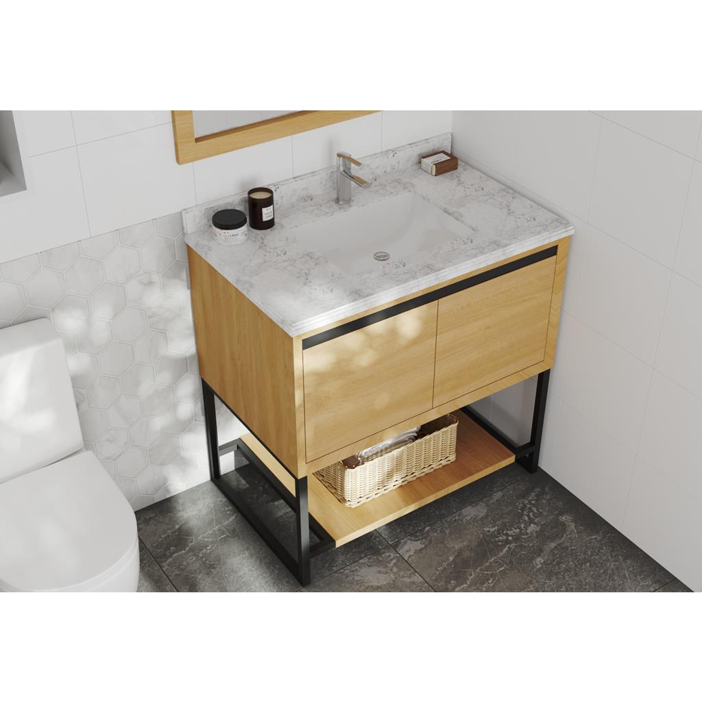 Laviva Alto 36" California White Oak Bathroom Vanity#top-options_white-carrara-marble-top
