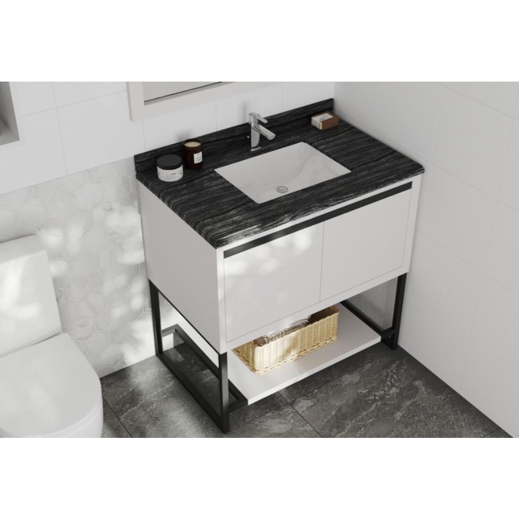 Laviva Alto 36" White Bathroom Vanity#top-options_black-wood-marble-top