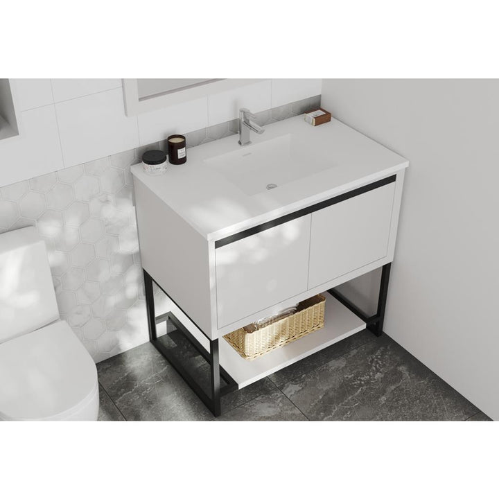 Laviva Alto 36" White Bathroom Vanity#top-options_matte-white-viva-stone-solid-surface-top