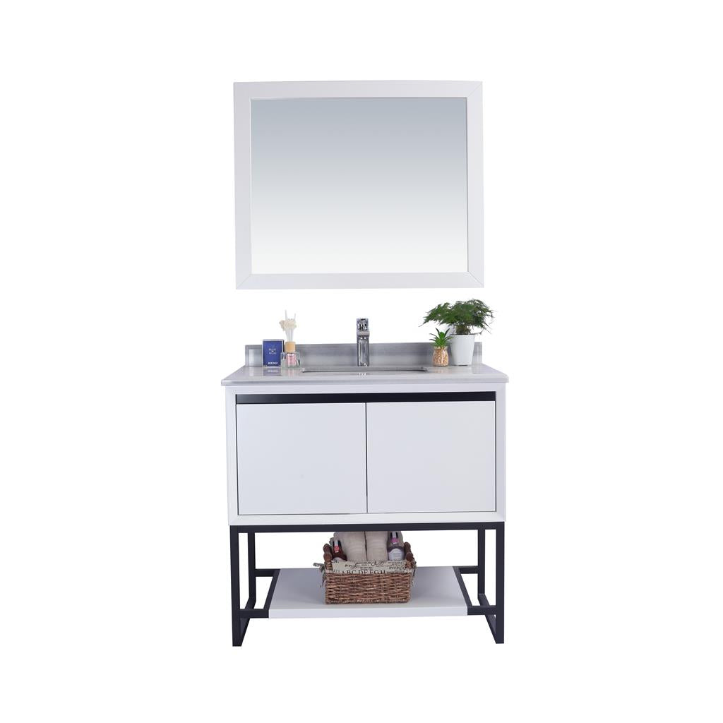 Laviva Alto 36" White Bathroom Vanity#top-options_white-stripes-marble-top