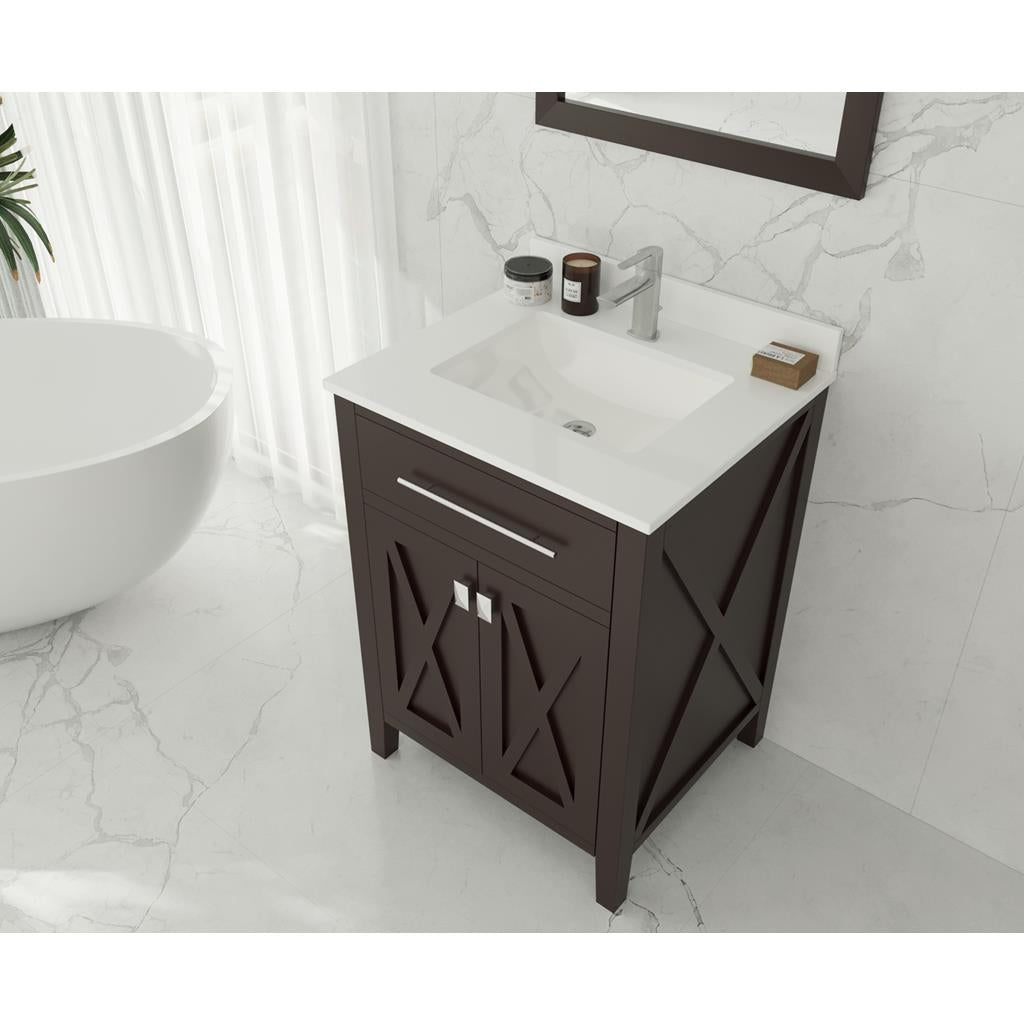 Laviva Wimbledon 24" Brown Bathroom Vanity#top-options_white-quartz-top