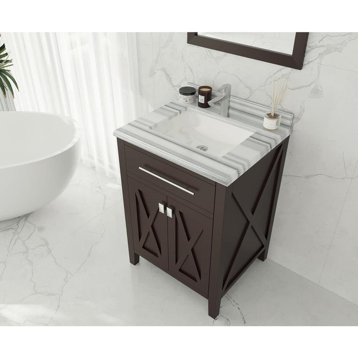 Laviva Wimbledon 24" Brown Bathroom Vanity#top-options_white-stripes-marble-top