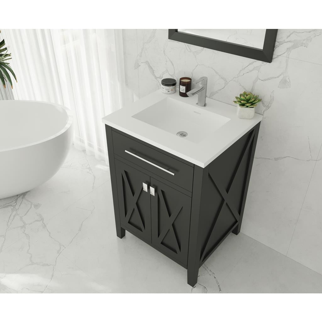 Laviva Wimbledon 24" Espresso Bathroom Vanity#top-options_matte-white-viva-stone-solid-surface-top