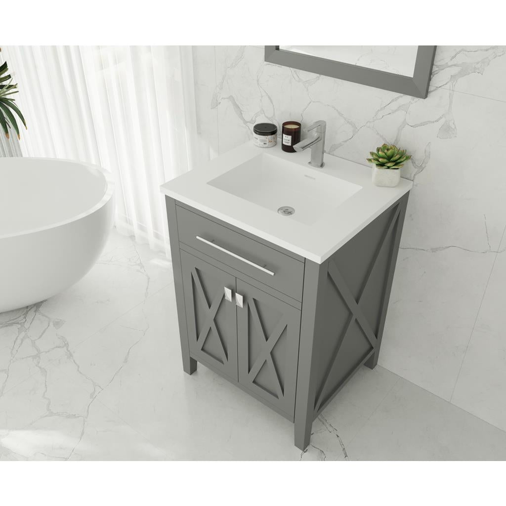 Laviva Wimbledon 24" Grey Bathroom Vanity#top-options_matte-white-viva-stone-solid-surface-top