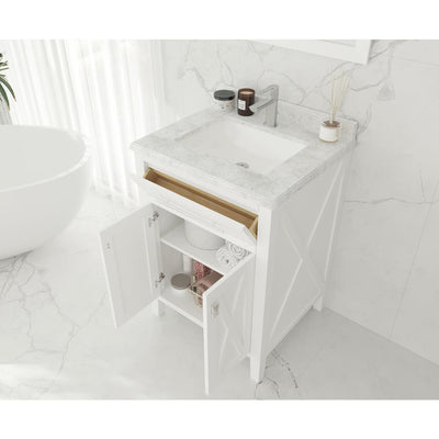Laviva Wimbledon 24" White Bathroom Vanity Black Wood Marble Top#top-options_black-wood-marble-top