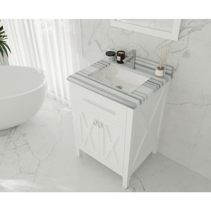 Laviva Wimbledon 24" White Bathroom Vanity#top-options_white-stripes-marble-top