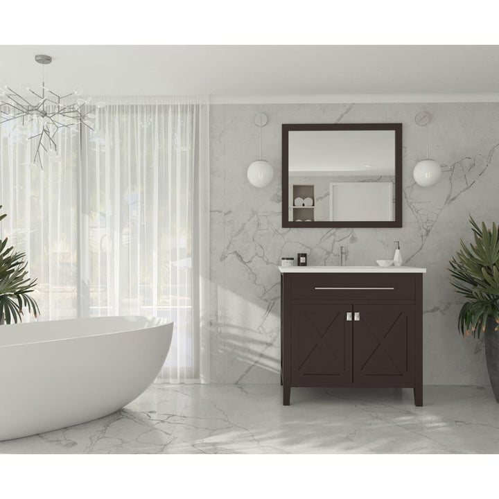 Laviva Wimbledon 36" Brown Bathroom Vanity#top-options_matte-white-viva-stone-solid-surface-top