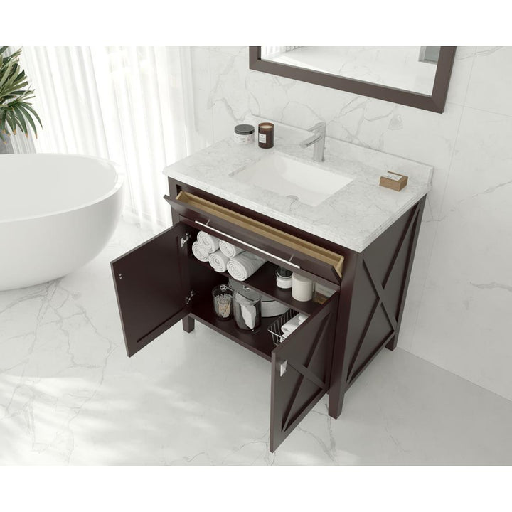 Laviva Wimbledon 36" Brown Bathroom Vanity#top-options_matte-white-viva-stone-solid-surface-top