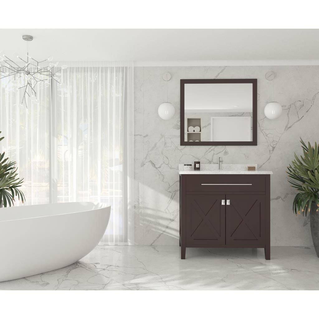 Laviva Wimbledon 36" Brown Bathroom Vanity#top-options_white-carrara-marble-top