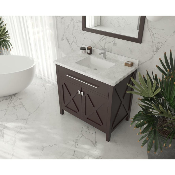 Laviva Wimbledon 36" Brown Bathroom Vanity#top-options_white-carrara-marble-top