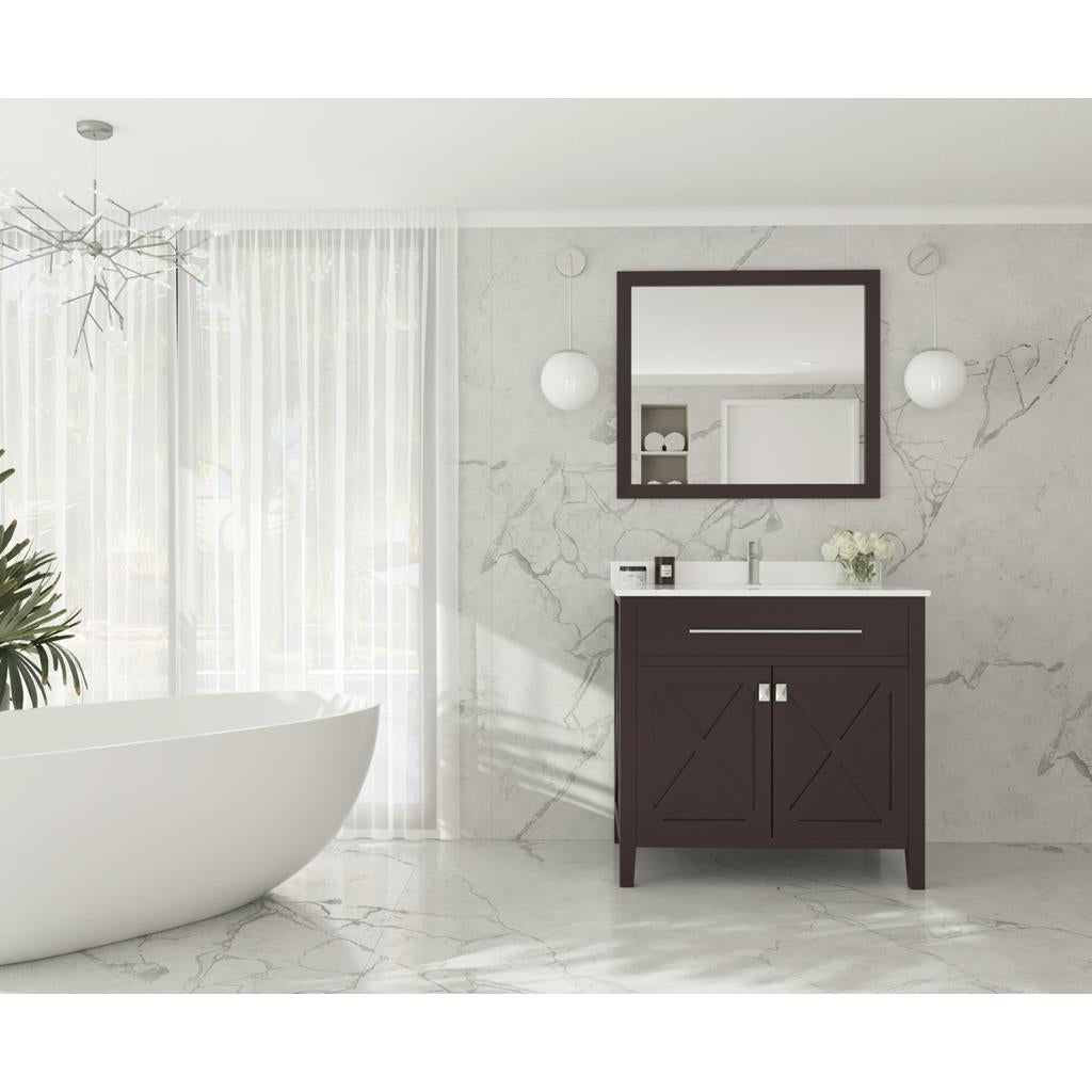 Laviva Wimbledon 36" Brown Bathroom Vanity#top-options_white-quartz-top