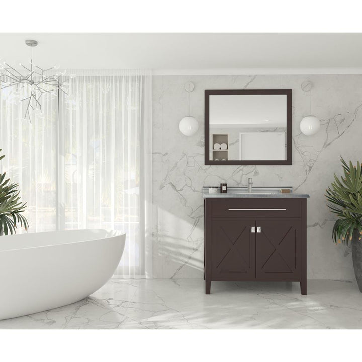 Laviva Wimbledon 36" Brown Bathroom Vanity#top-options_white-stripes-marble-top
