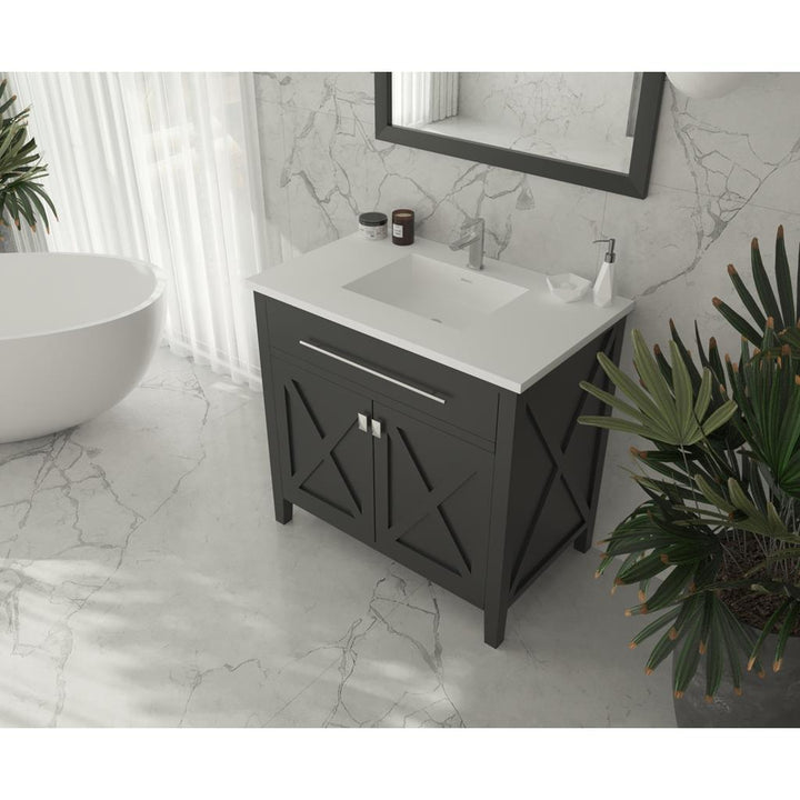 Laviva Wimbledon 36" Espresso Bathroom Vanity#top-options_matte-white-viva-stone-solid-surface-top