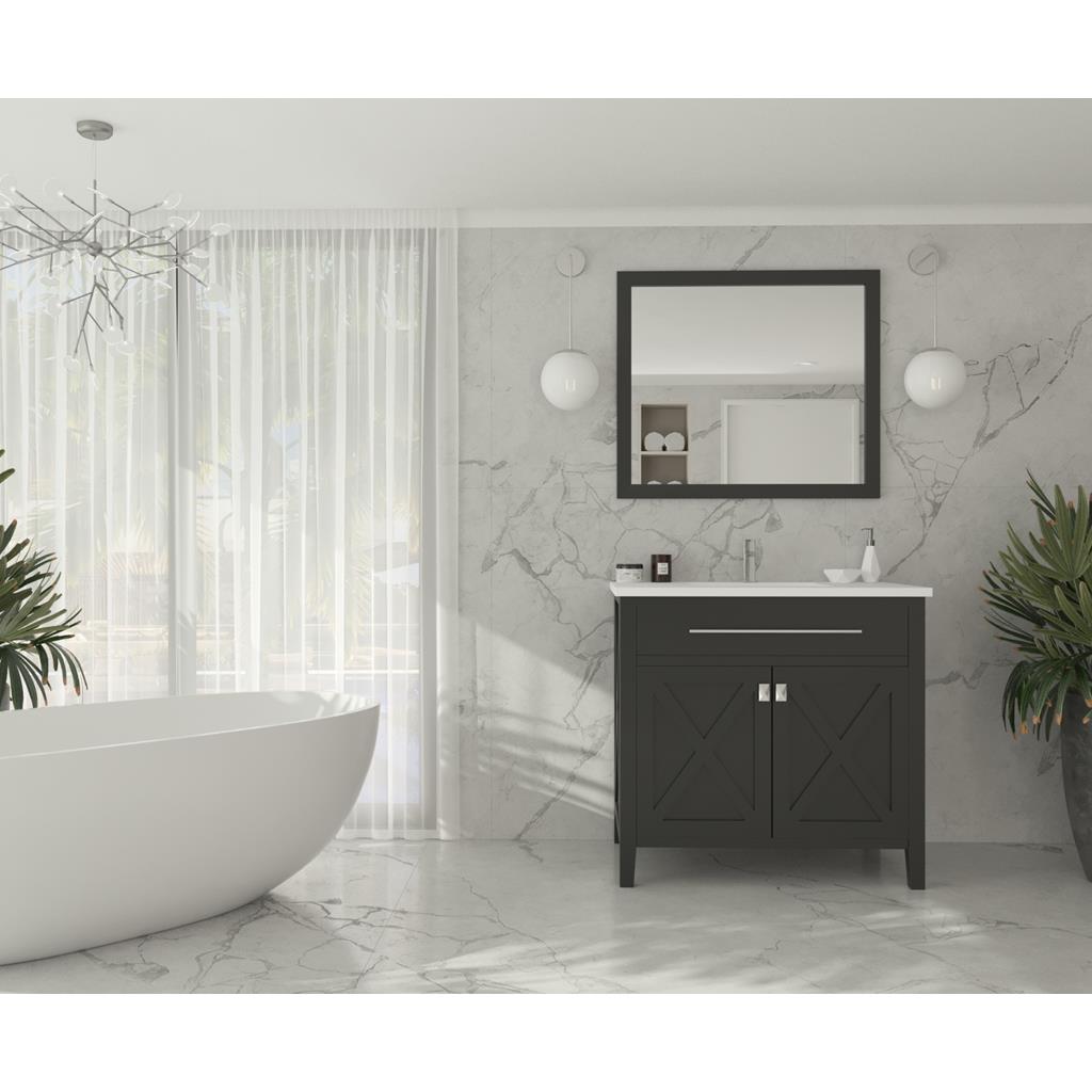 Laviva Wimbledon 36" Espresso Bathroom Vanity#top-options_matte-white-viva-stone-solid-surface-top