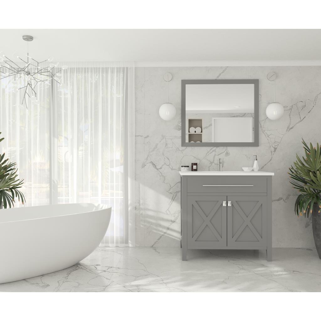 Laviva Wimbledon 36" Grey Bathroom Vanity#top-options_matte-white-viva-stone-solid-surface-top
