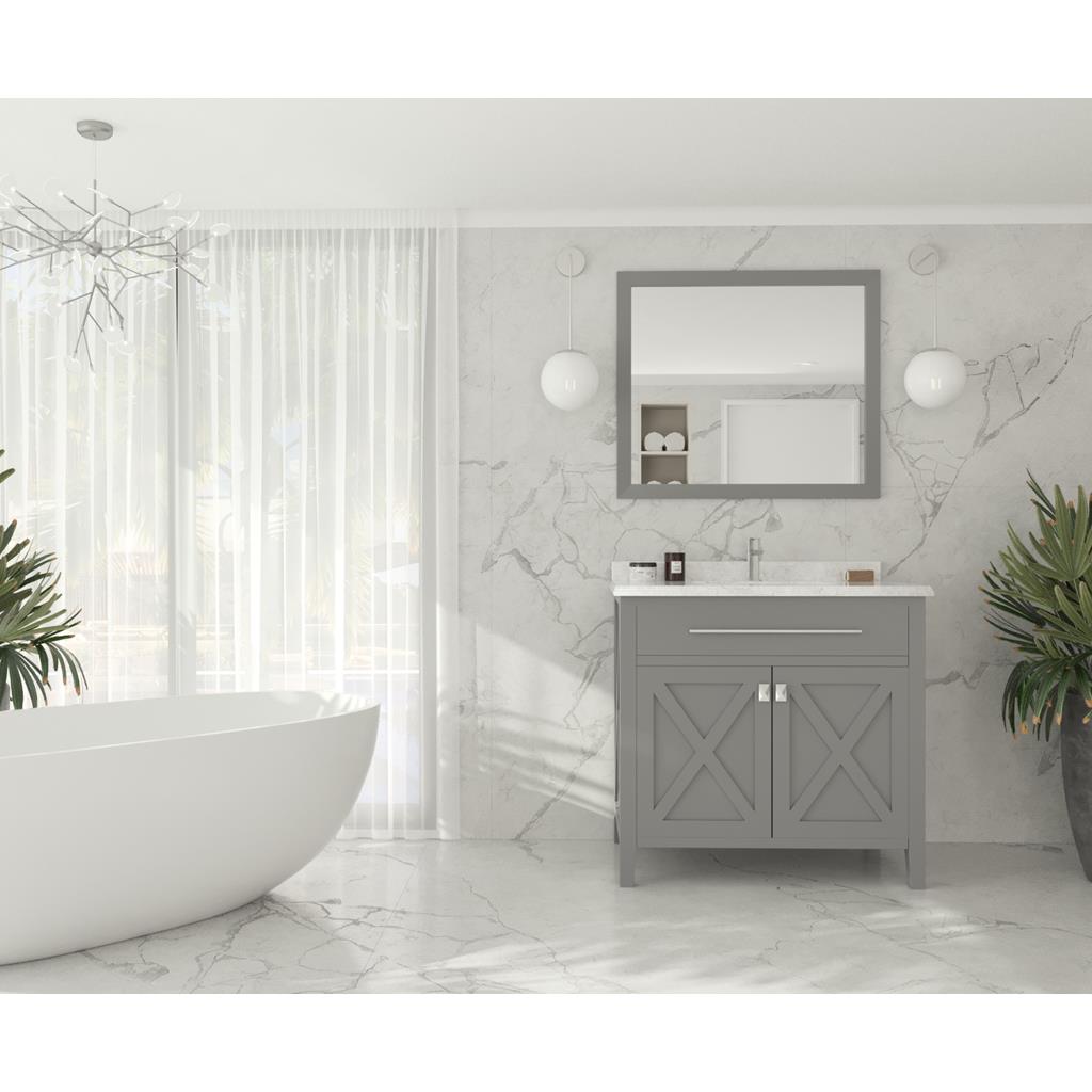 Laviva Wimbledon 36" Grey Bathroom Vanity#top-options_white-carrara-marble-top
