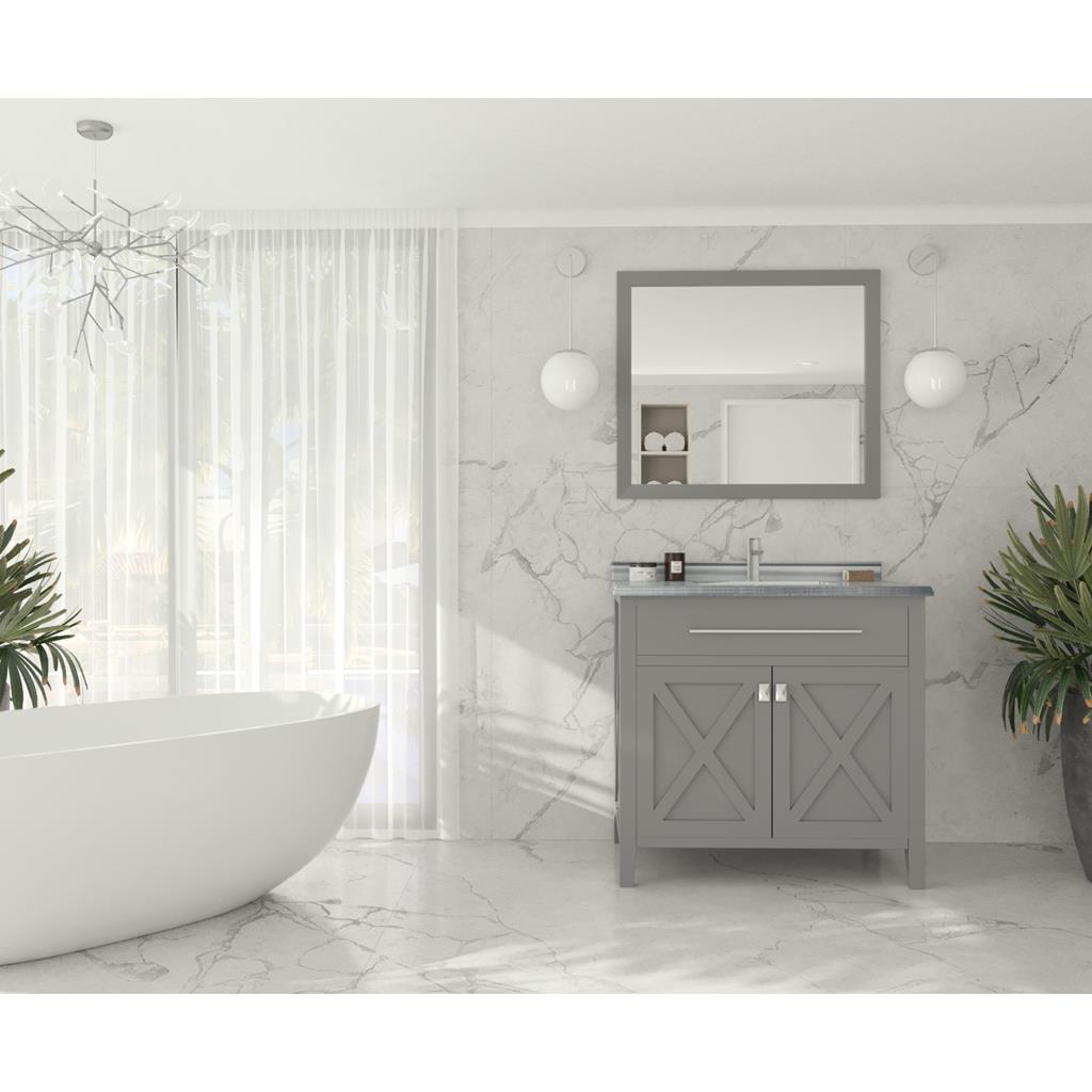 Laviva Wimbledon 36" Grey Bathroom Vanity#top-options_white-stripes-marble-top