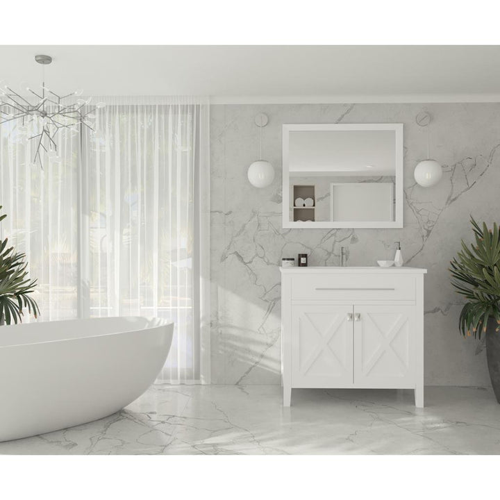 Laviva Wimbledon 36" White Bathroom Vanity#top-options_matte-white-viva-stone-solid-surface-top