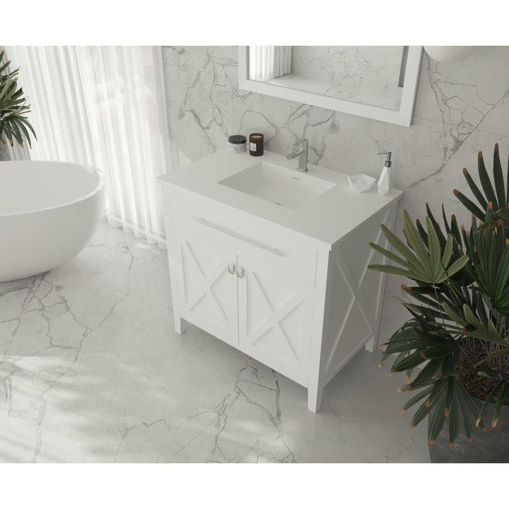 Laviva Wimbledon 36" White Bathroom Vanity#top-options_matte-white-viva-stone-solid-surface-top