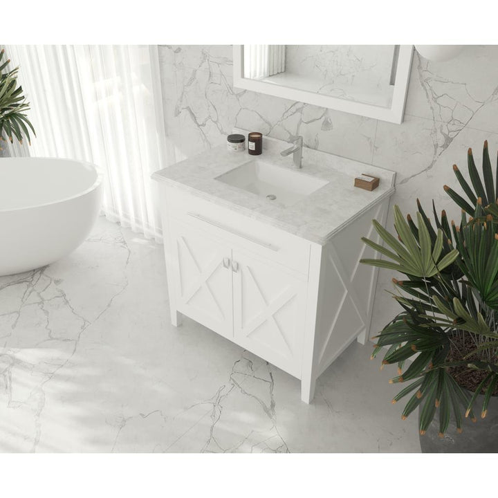 Laviva Wimbledon 36" White Bathroom Vanity#top-options_white-carrara-marble-top