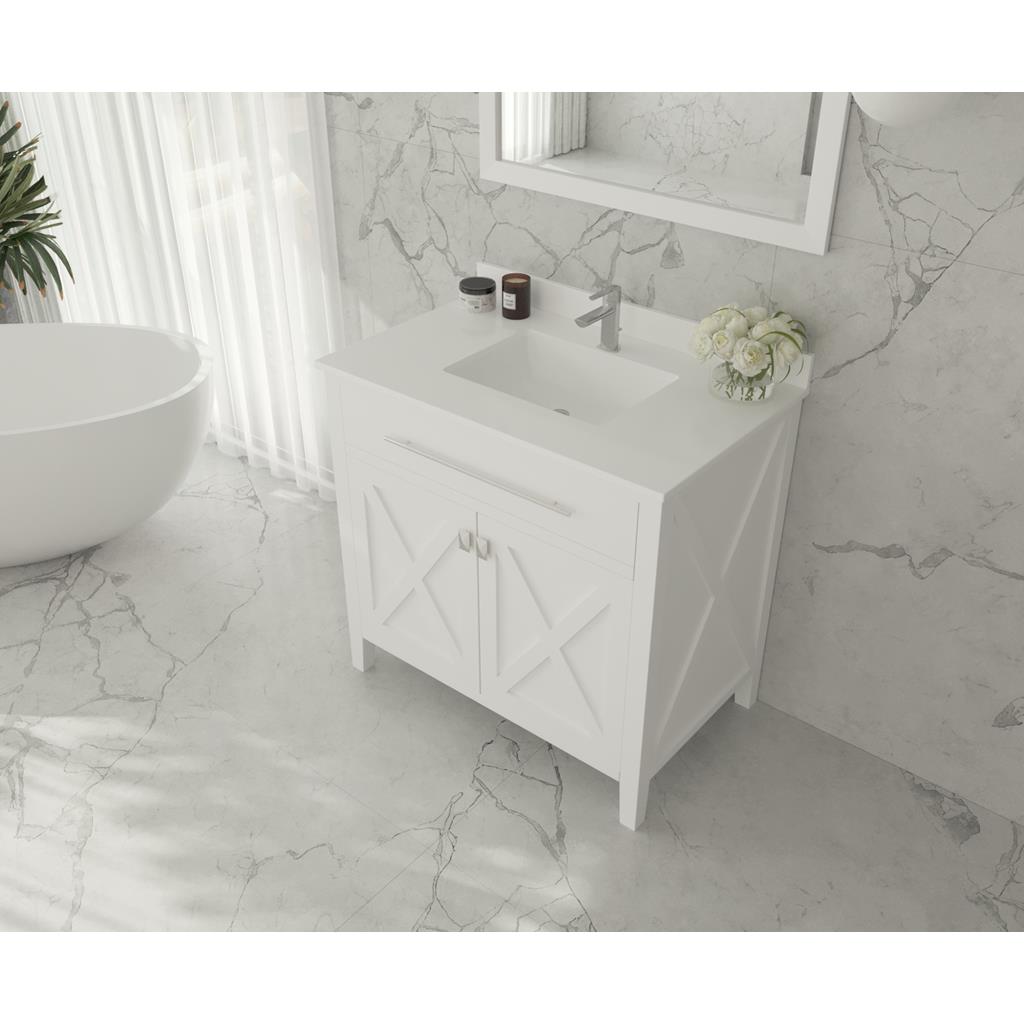 Laviva Wimbledon 36" White Bathroom Vanity#top-options_white-quartz-top