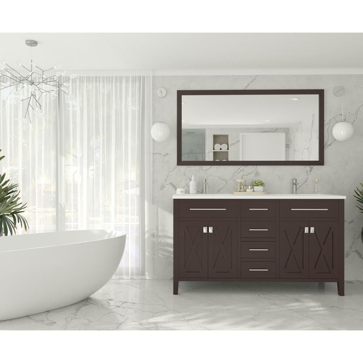 Laviva Wimbledon 60" Brown Double Sink Bathroom Vanity#top-options_matte-white-viva-stone-solid-surface-top