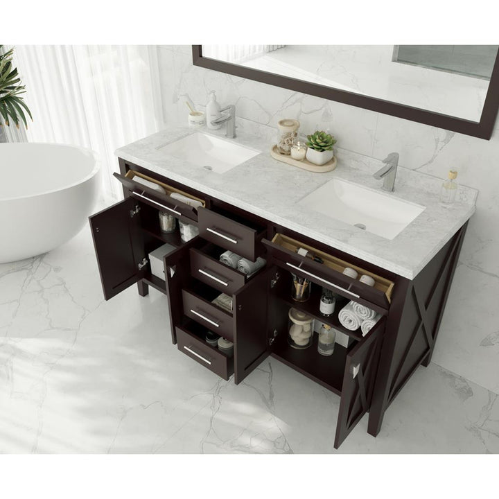 Laviva Wimbledon 60" Brown Double Sink Bathroom Vanity#top-options_matte-white-viva-stone-solid-surface-top