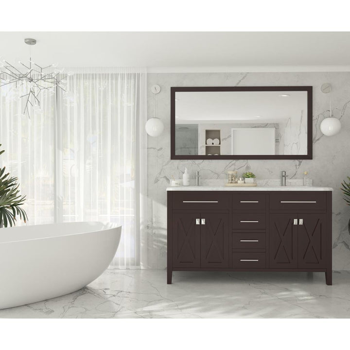 Laviva Wimbledon 60" Brown Double Sink Bathroom Vanity#top-options_white-carrara-marble-top