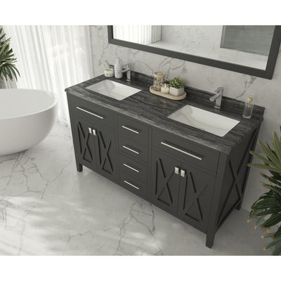 Laviva Wimbledon 60" Espresso Double Sink Bathroom Vanity Black Wood Marble Top#top-options_black-wood-marble-top