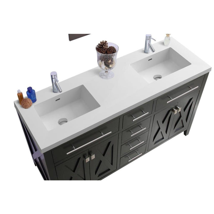 Laviva Wimbledon 60" Espresso Double Sink Bathroom Vanity#top-options_matte-white-viva-stone-solid-surface-top