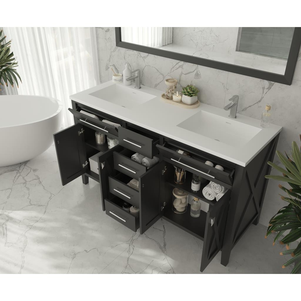 Laviva Wimbledon 60" Espresso Double Sink Bathroom Vanity#top-options_matte-white-viva-stone-solid-surface-top
