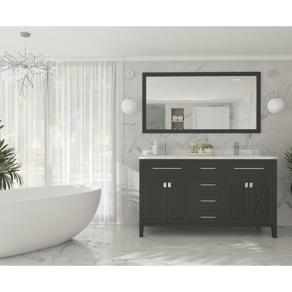 Laviva Wimbledon 60" Espresso Double Sink Bathroom Vanity#top-options_white-carrara-marble-top