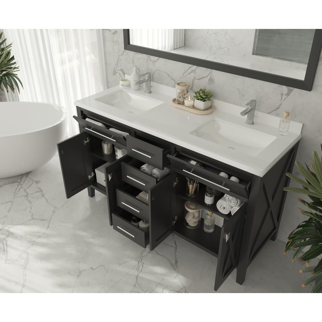 Laviva Wimbledon 60" Espresso Double Sink Bathroom Vanity#top-options_white-stripes-marble-top