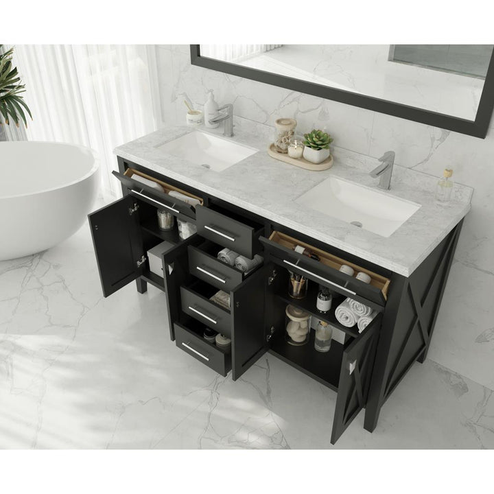 Laviva Wimbledon 60" Espresso Double Sink Bathroom Vanity Cabinet Only, No Top#top-options_cabinet-only-no-top
