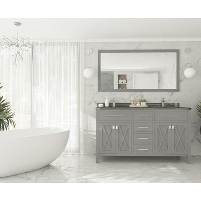 Laviva Wimbledon 60" Grey Double Sink Bathroom Vanity Black Wood Marble Top#top-options_black-wood-marble-top