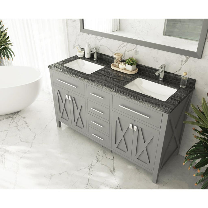 Laviva Wimbledon 60" Grey Double Sink Bathroom Vanity#top-options_black-wood-marble-top