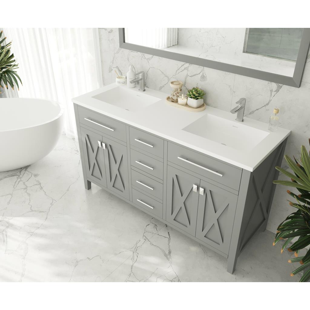 Laviva Wimbledon 60" Grey Double Sink Bathroom Vanity#top-options_matte-white-viva-stone-solid-surface-top