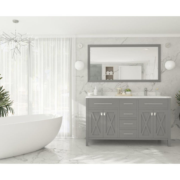 Laviva Wimbledon 60" Grey Double Sink Bathroom Vanity#top-options_white-carrara-marble-top