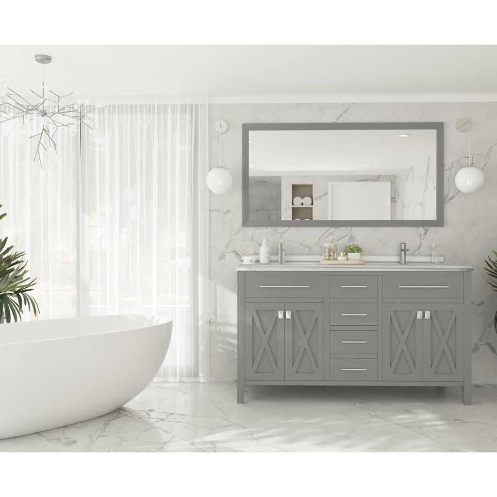 Laviva Wimbledon 60" Grey Double Sink Bathroom Vanity#top-options_white-stripes-marble-top