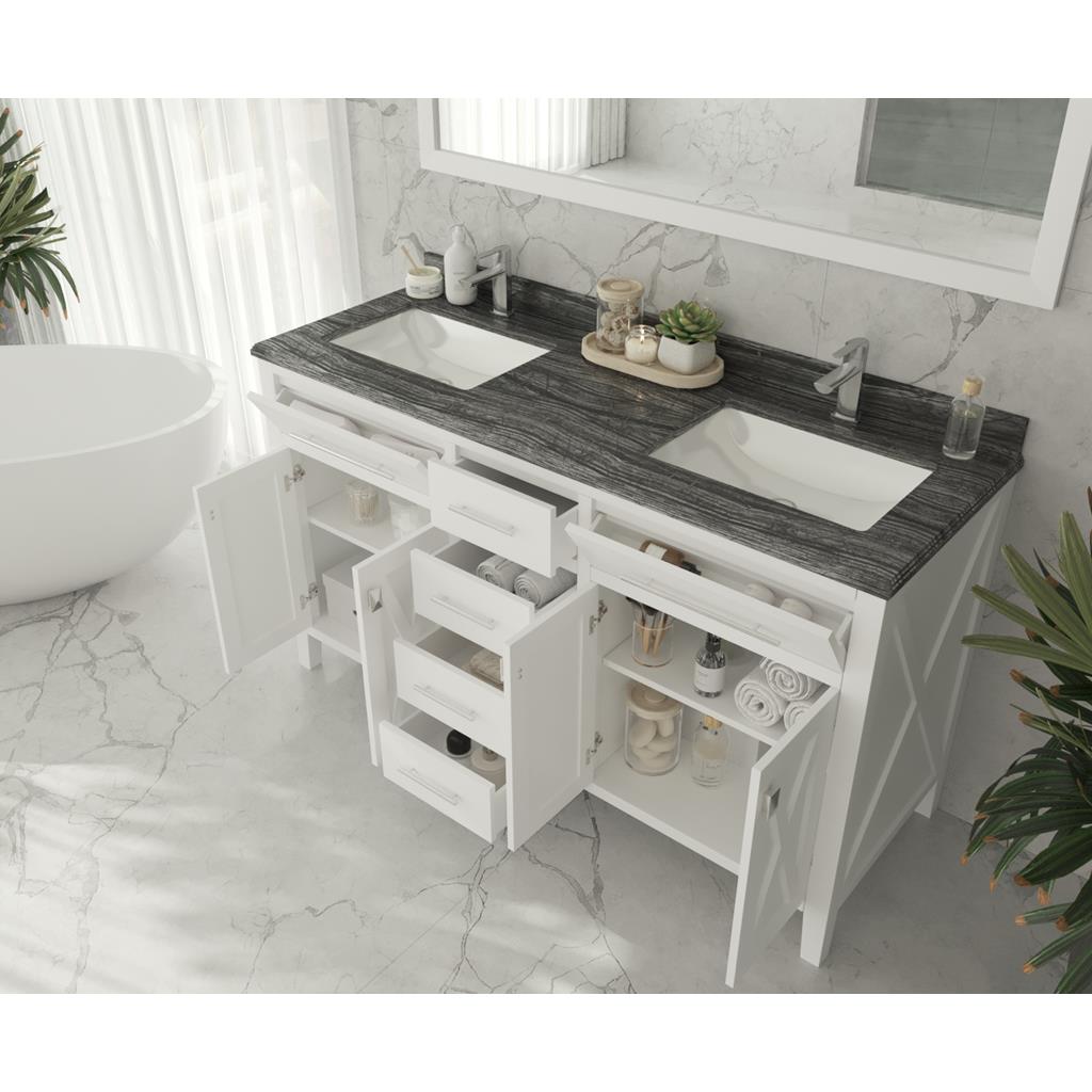 Laviva Wimbledon 60" White Double Sink Bathroom Vanity#top-options_black-wood-marble-top