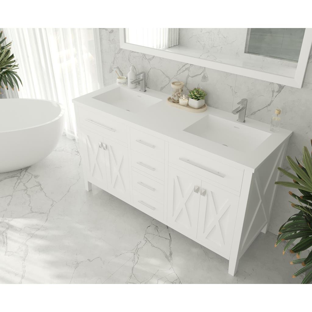 Laviva Wimbledon 60" White Double Sink Bathroom Vanity#top-options_matte-white-viva-stone-solid-surface-top