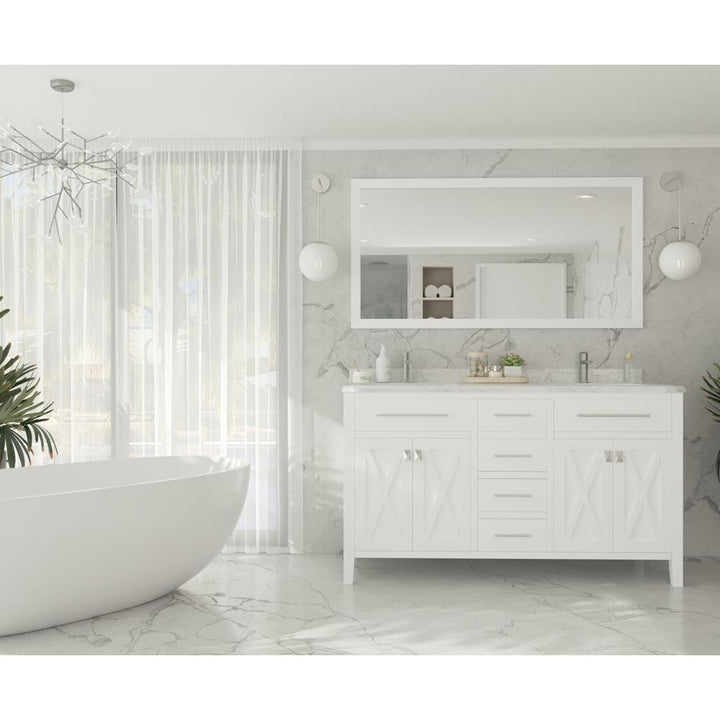 Laviva Wimbledon 60" White Double Sink Bathroom Vanity#top-options_white-carrara-marble-top