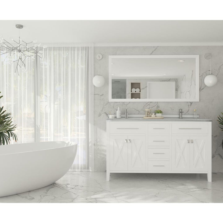 Laviva Wimbledon 60" White Double Sink Bathroom Vanity#top-options_white-stripes-marble-top