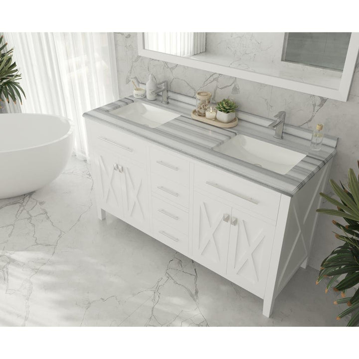 Laviva Wimbledon 60" White Double Sink Bathroom Vanity#top-options_white-stripes-marble-top