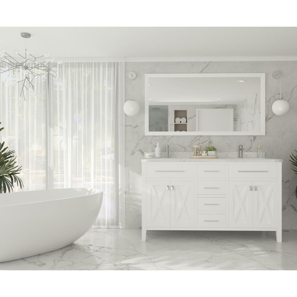 Laviva Wimbledon 60" White Double Sink Bathroom Vanity Cabinet Only, No Top#top-options_cabinet-only-no-top